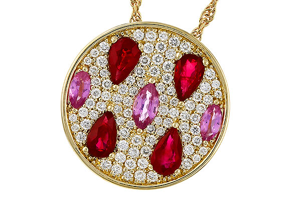 A329-45011: NECK 1.42 TW PRECIOUS (RUBY & PINK SAPP) 1.82 TGW