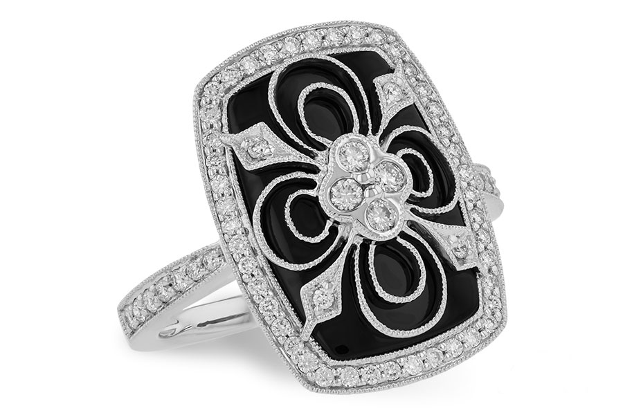B054-86866: LDS ONYX & DIA RG .44 TW