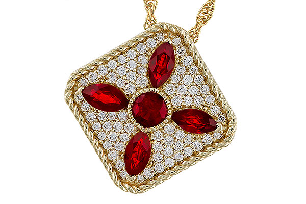 B329-41375: NECKLACE .81 TW RUBY 1.12 TGW