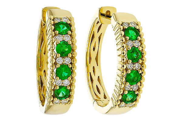 B329-45084: EARRINGS .33 TW EMERALD .45 TGW