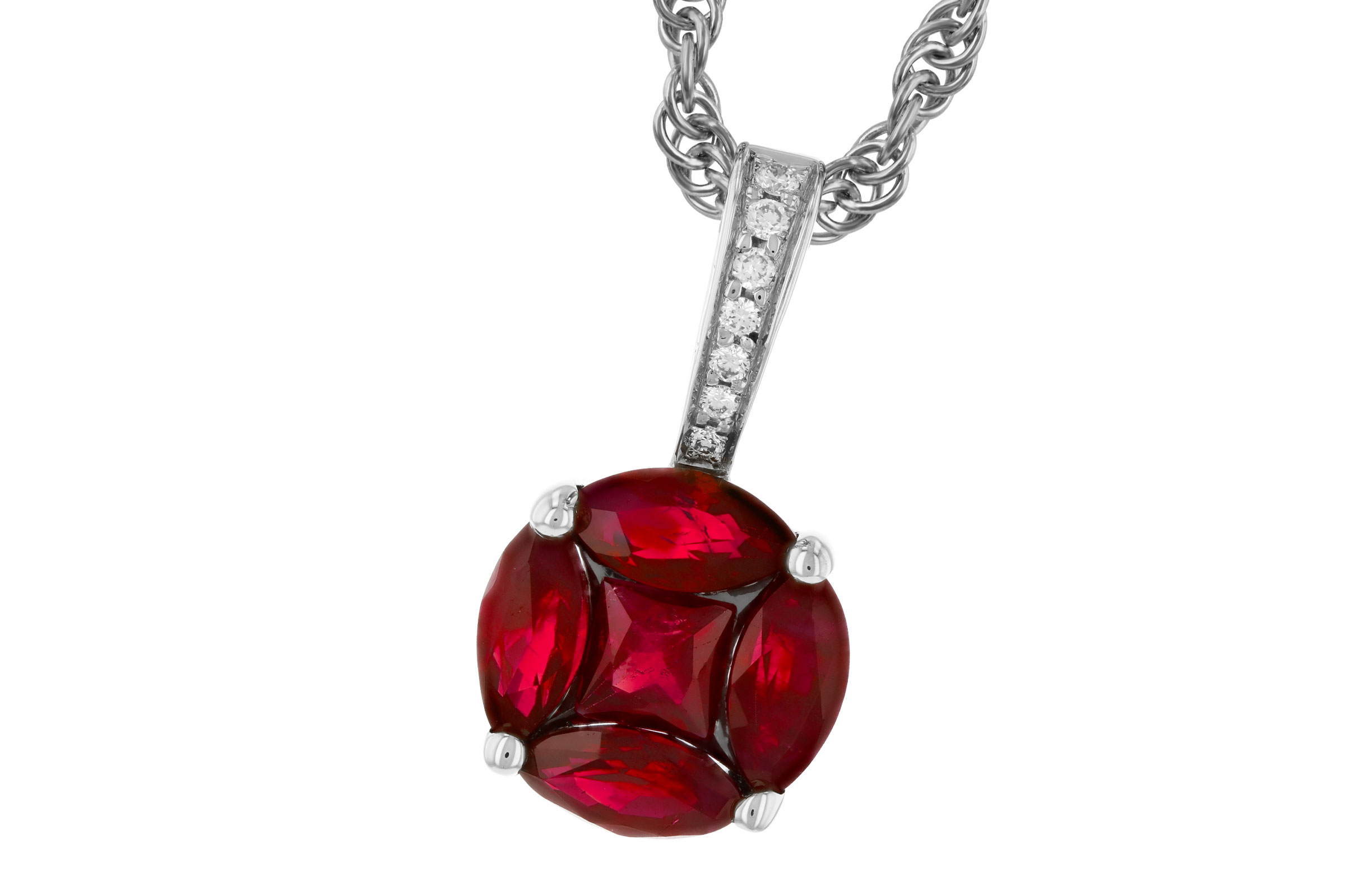 B330-27802: NECKLACE .80 RUBY .82 TW