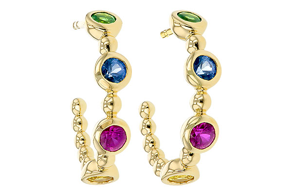 C330-27729: EARR .68 TW MULTI-COLOR SAPPH & GREEN GARNET