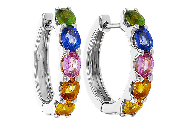 D329-39566: EARRINGS 2.20 TW MULTI-COLOR SAPPHIRE