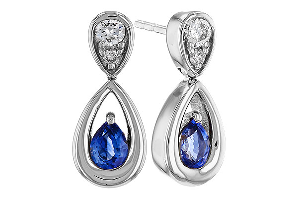 D329-39584: EARRINGS .42 SAPPHIRE .54 TGW (4x3 SAPP)