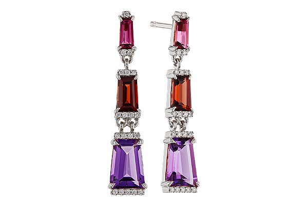D329-40520: EARRINGS 1.98 SEMI-PREC (PT,GT,AMY) 2.05 TGW