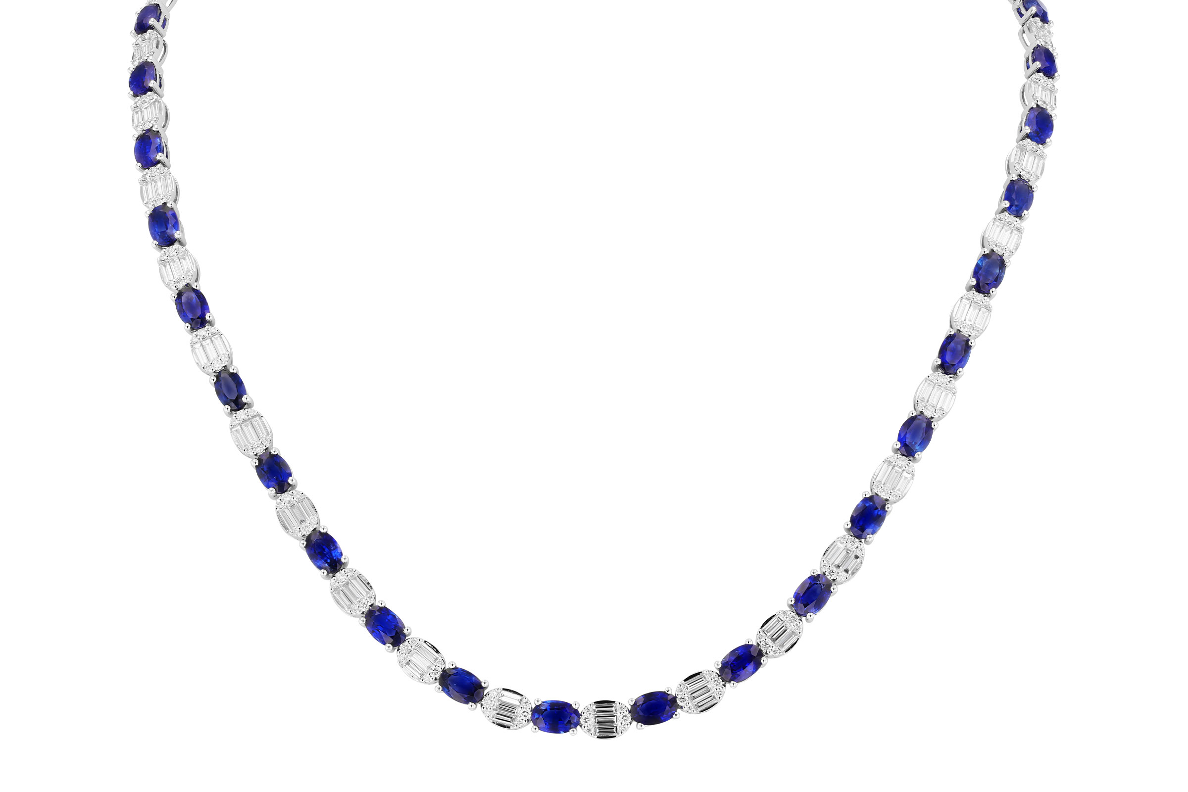 D330-29547: NECKLACE 17.68 TW SAPPHIRE 21.82 TGW (17")