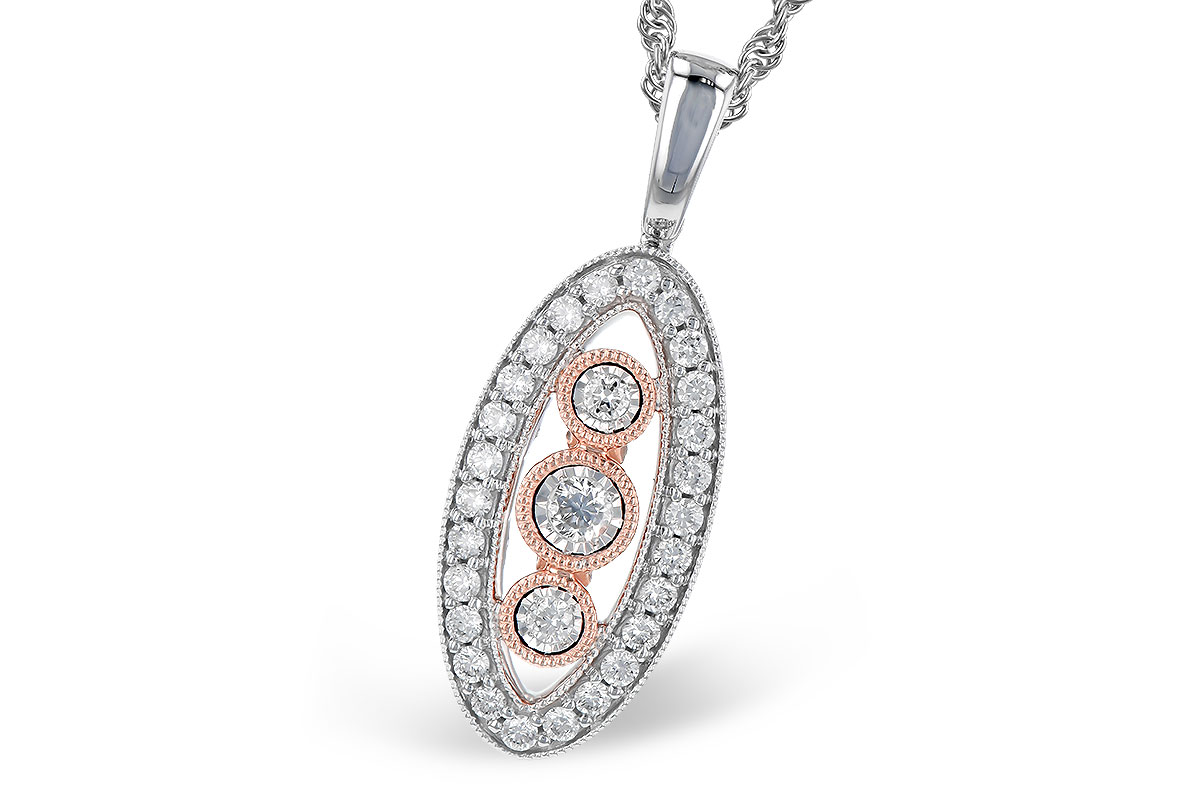 E327-61447: NECKLACE .34 TW (M327-55983 IN WHITE WITH ROSE BEZELS)
