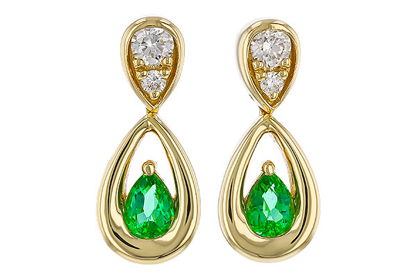 E329-40502: EARRINGS .20 EMERALD .32 TGW (4x3 EMER)
