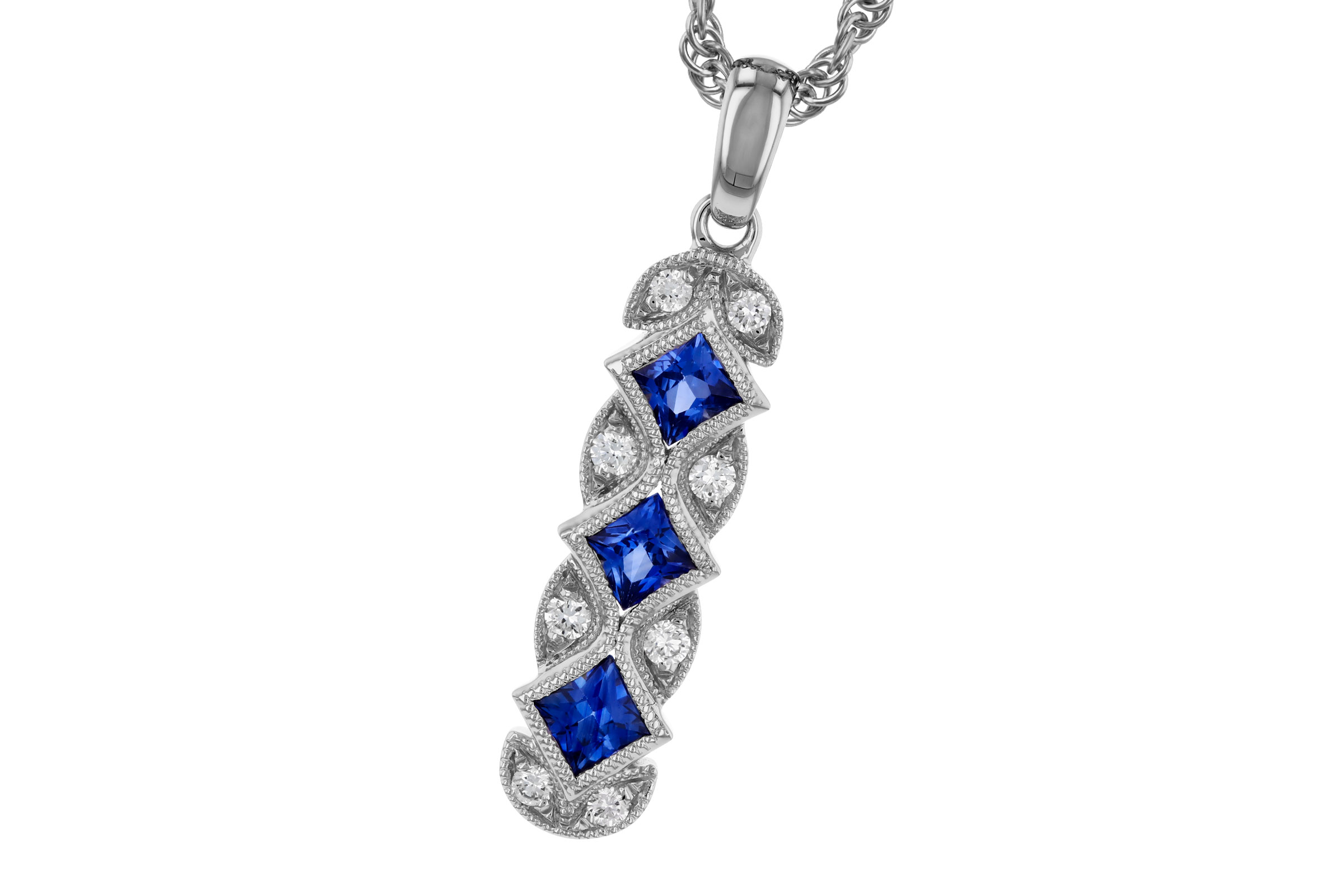 E330-29547: NECKLACE .55 TW SAPPHIRE .64 TGW