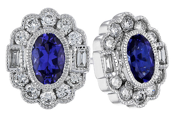 F329-37784: EARRINGS .93 TW TANZANITE 1.40 TGW