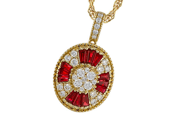 F329-43265: NECKLACE .54 TW RUBY .78 TGW