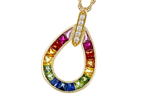 G329-39574: NECKLACE 1.10 MULTI-COLOR SAPPH 1.15 TGW