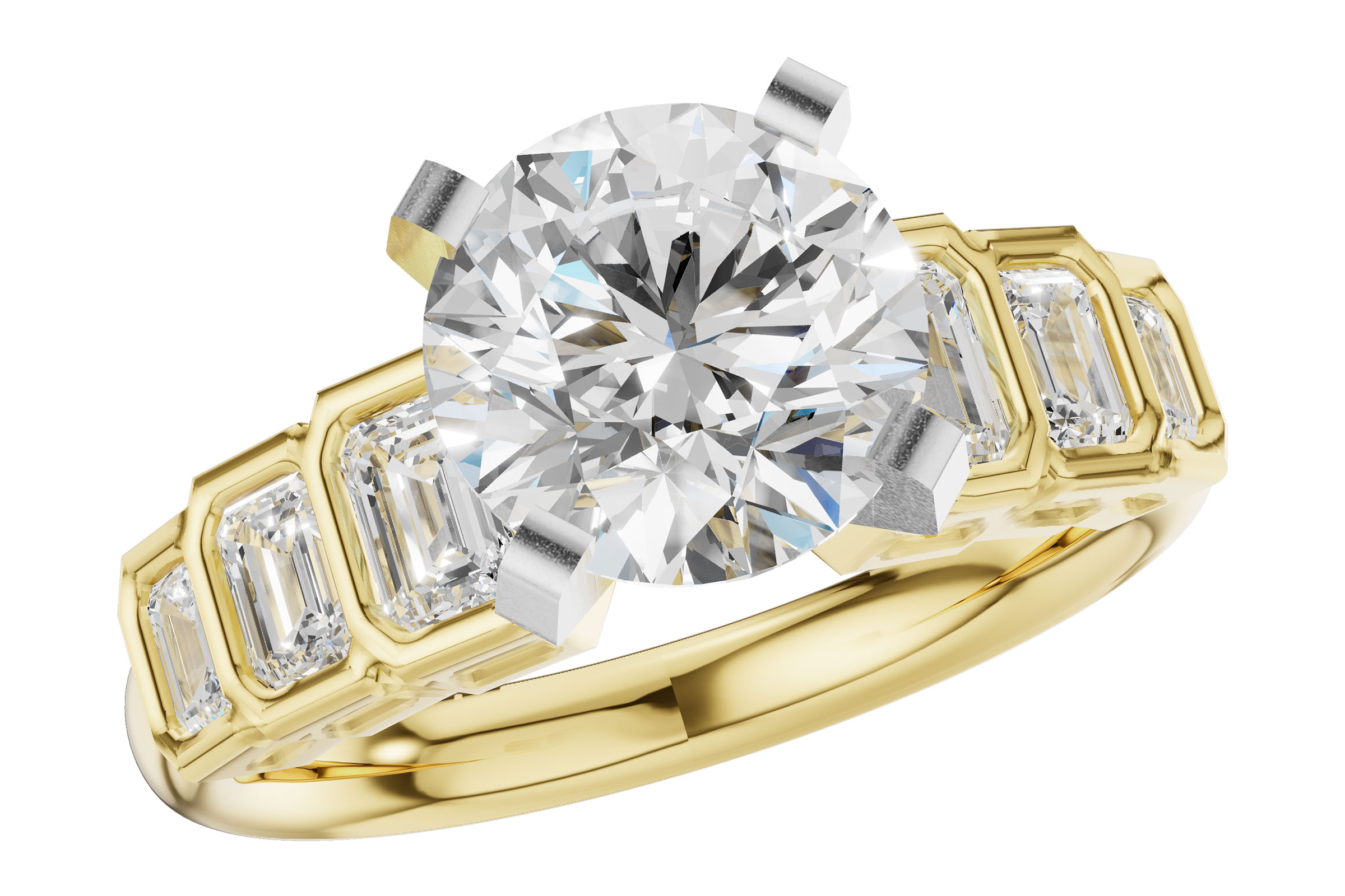 G330-28638: LDS SEMI DIA RG .92 TW EMERALD CUTS