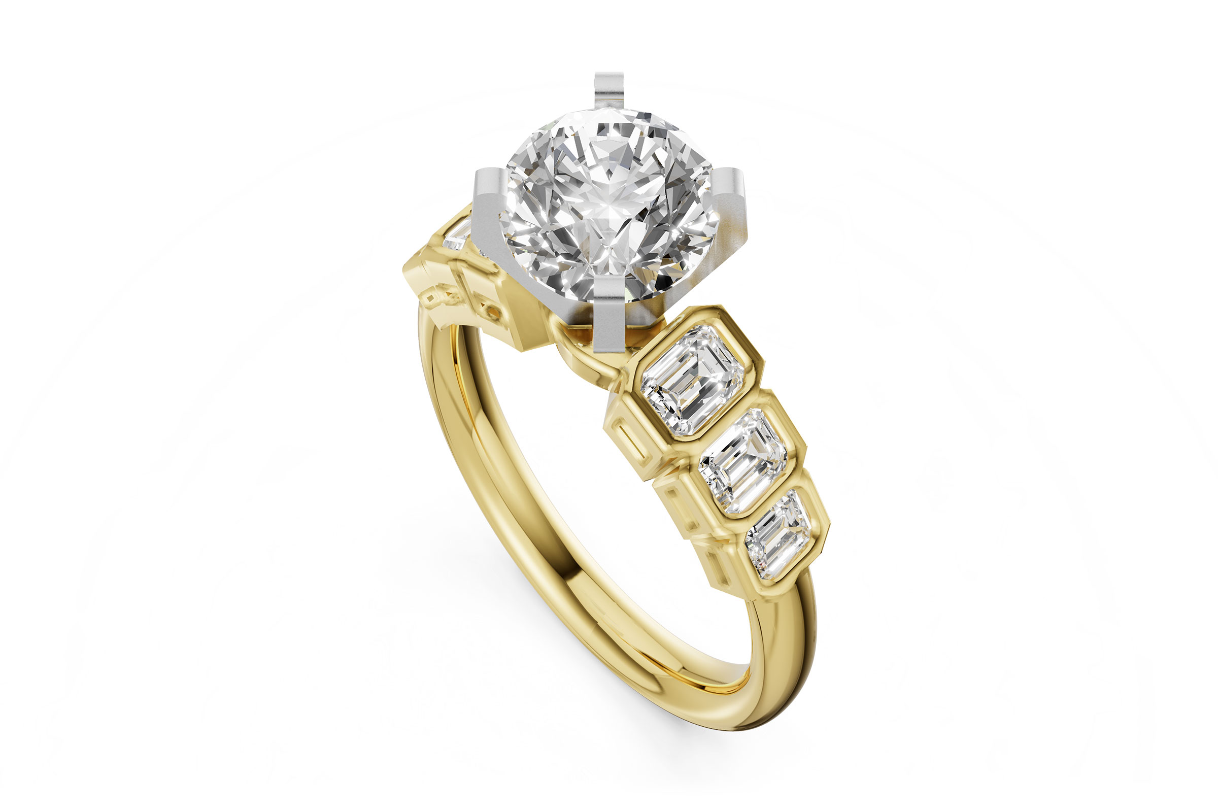 G330-28638: LDS SEMI DIA RG .92 TW EMERALD CUTS