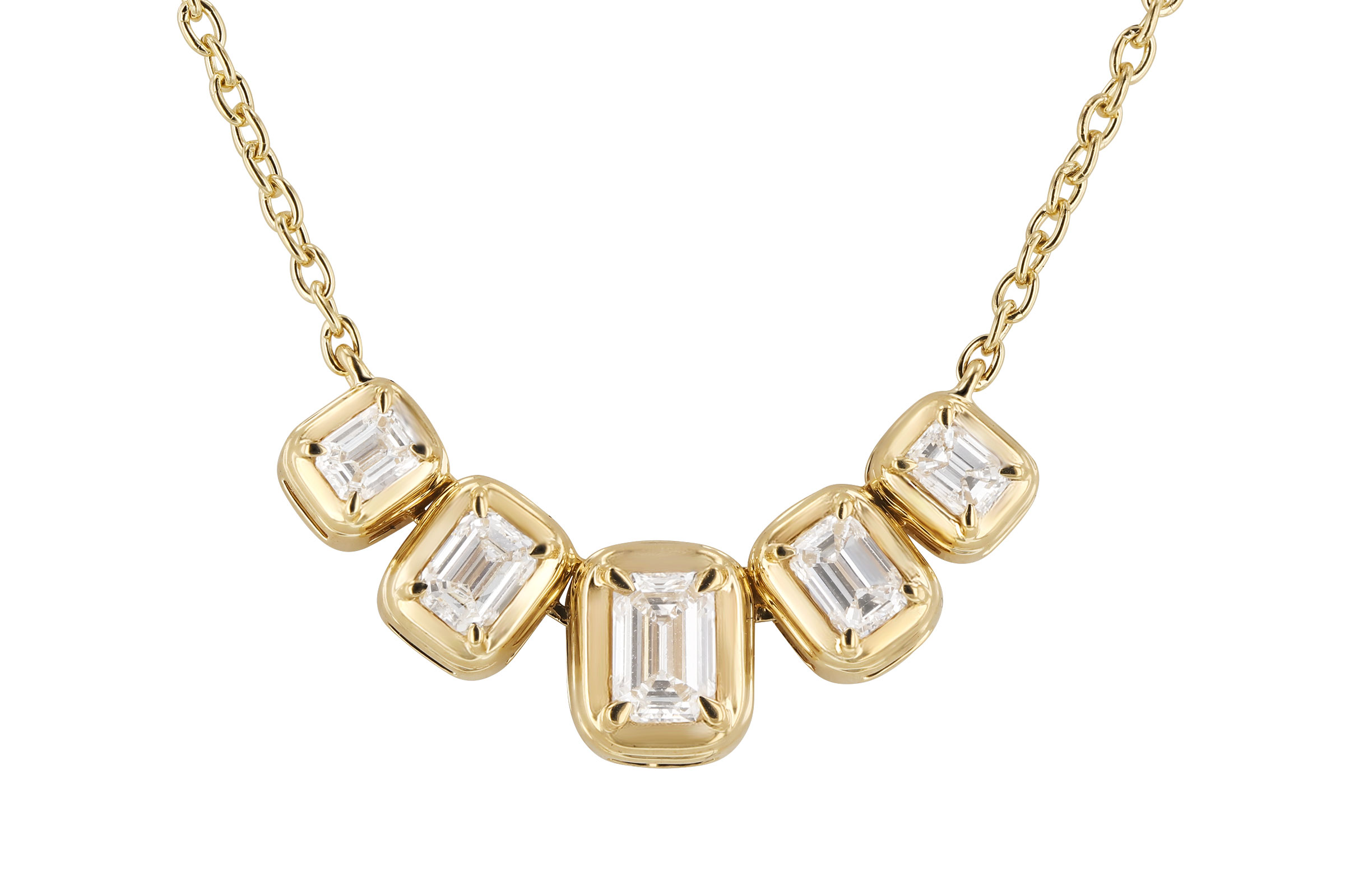 G330-30465: NECKLACE .87 TW EMERALD CUT DIA (18")