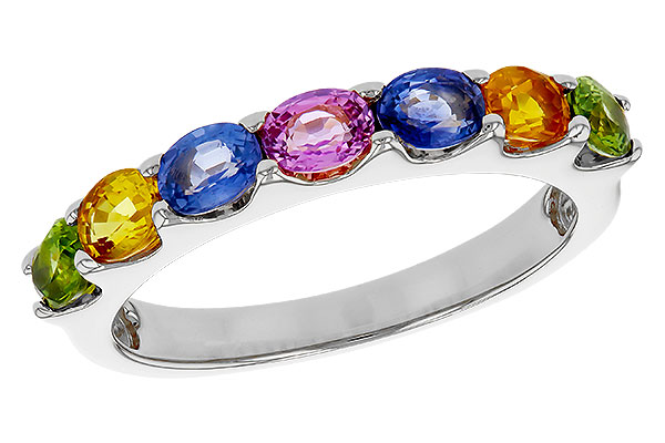 K329-39574: LDS WED RG 1.54 TW MULTI-COLOR SAPPHIRE