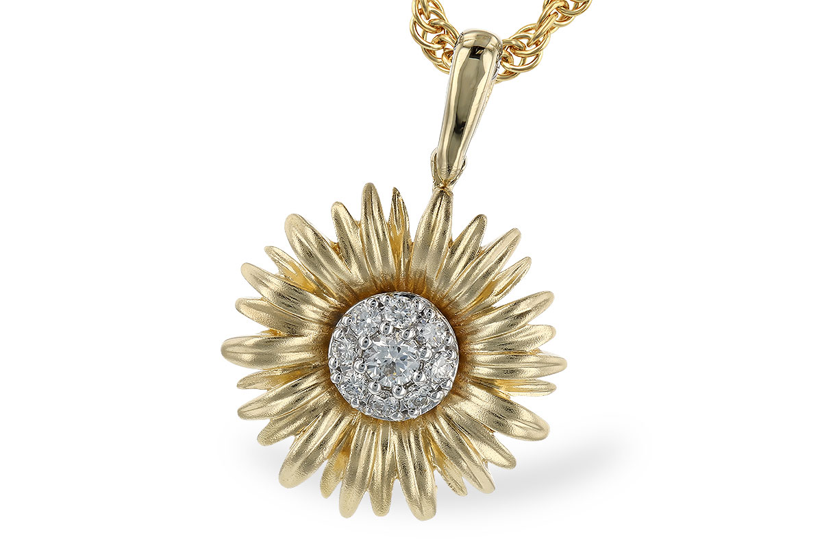 L328-49592: F328-48693 WITH YG PETALS / WG SETTING .10 TW