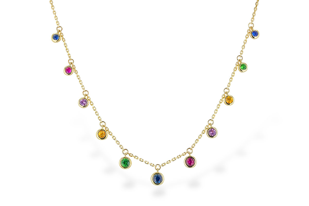 L328-52301: NECK .90 TW MULTI-COLOR SAPPH & GREEN GARNET (18")