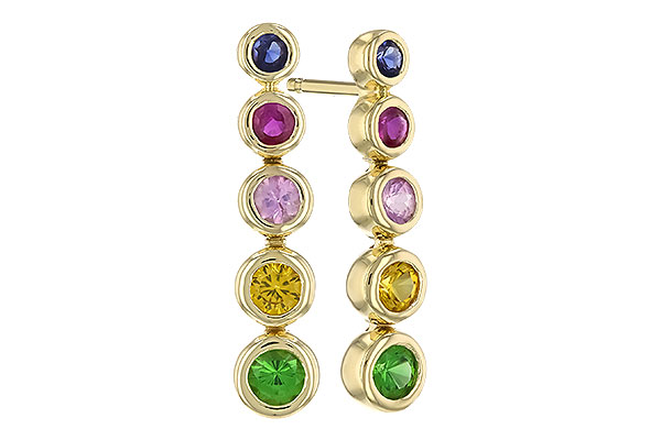 L328-54174: EARR .60 TW MULTI-COLOR SAPPH & GREEN GARNET