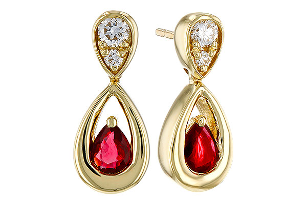 L329-39583: EARRINGS .40 RUBY .52 TGW (4x3 RUBY)