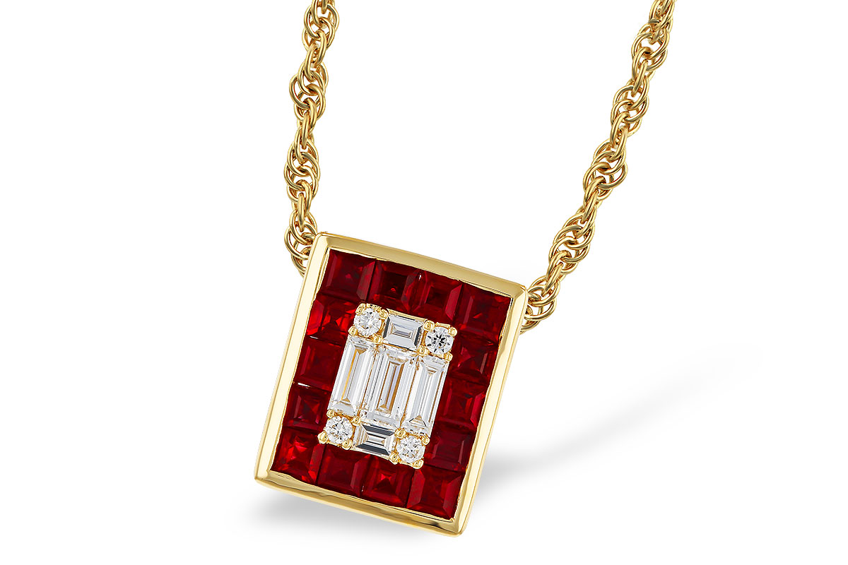L329-44138: NECKLACE .82 RUBY TW 1.00 TGW