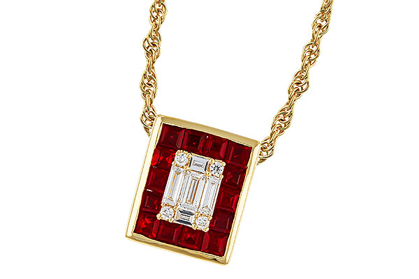 L329-44138: NECKLACE .82 RUBY TW 1.00 TGW