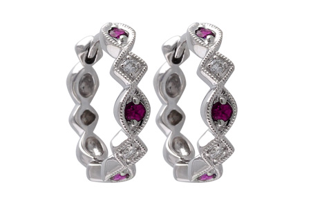 M055-73183: EARRINGS .20 RUBY .25 TGW