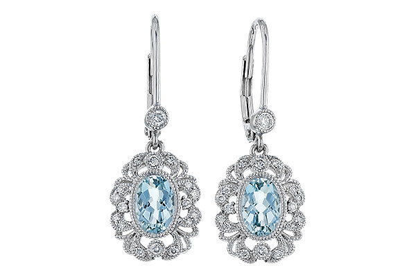 M329-37774: EARRING .75 TW AQUA .92 TGW (7x5MM AQUA)